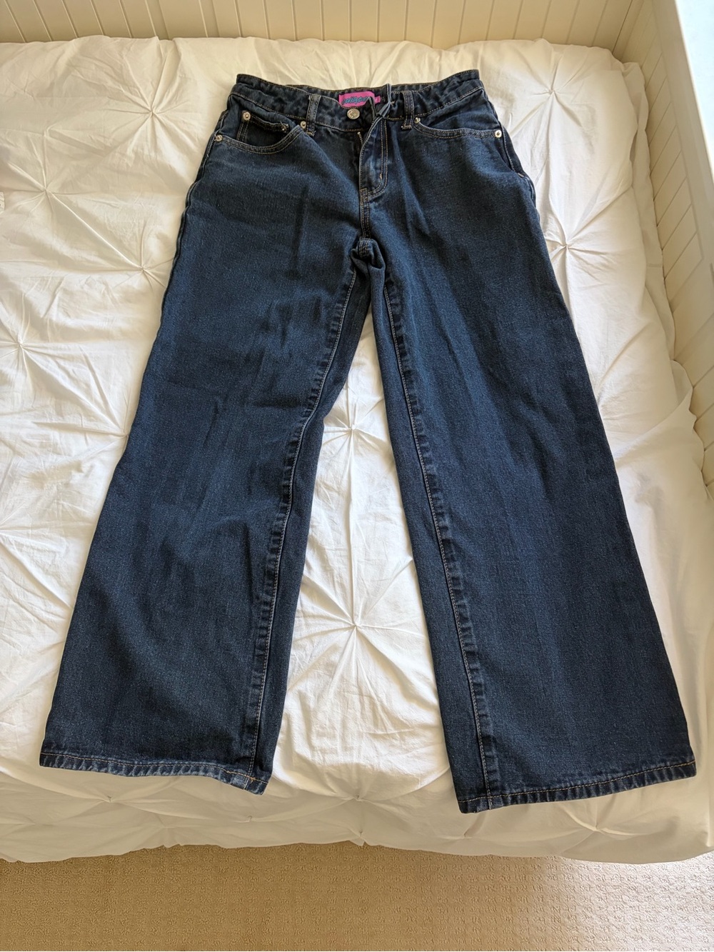 Edikted Low Rise Wide Leg Dark Blue Jeans